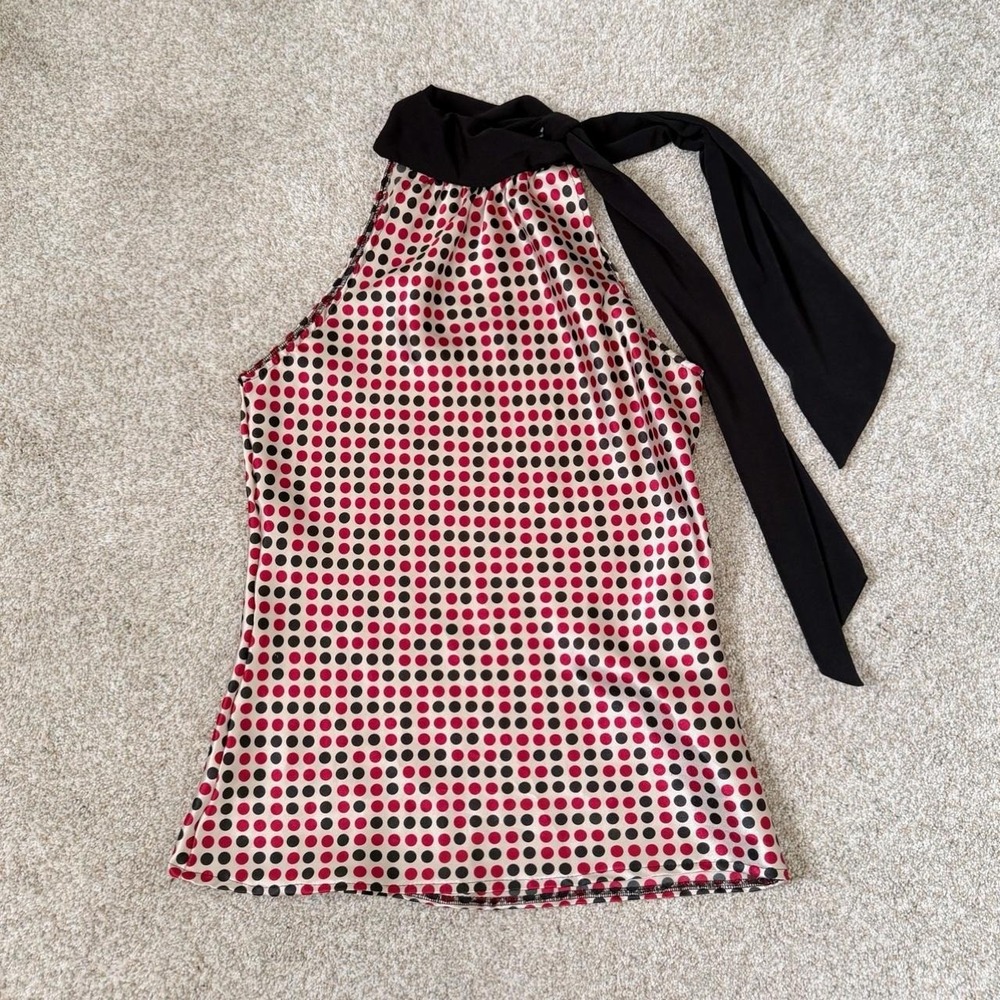 Y2K Chic Lola Polka Dot Halter Necktie Top — Size Small